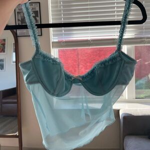 I.AM.GIA Baby Blue Mesh Bustier Top